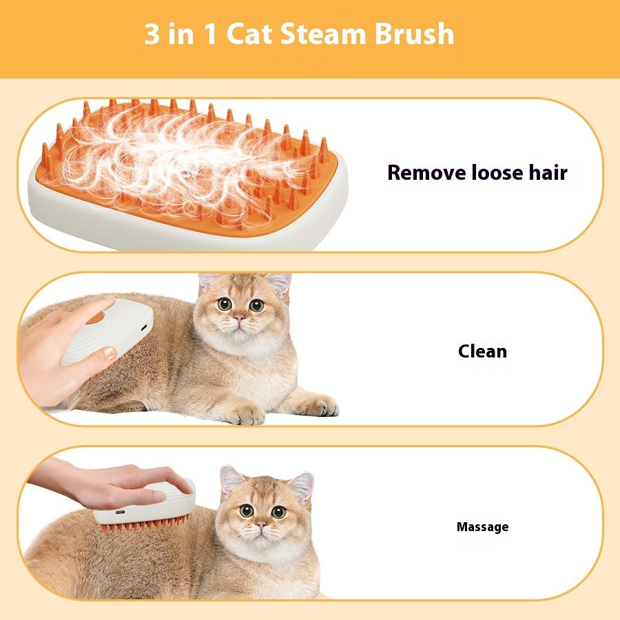 USB Rechargeable Pet Steam Brush Spray Massage Comb