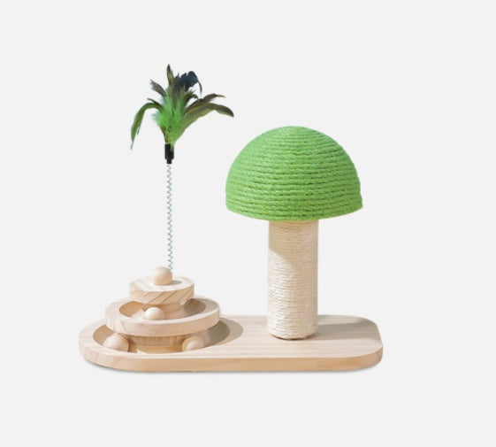 Wooden Cat Scratch Post with Sisal Balls