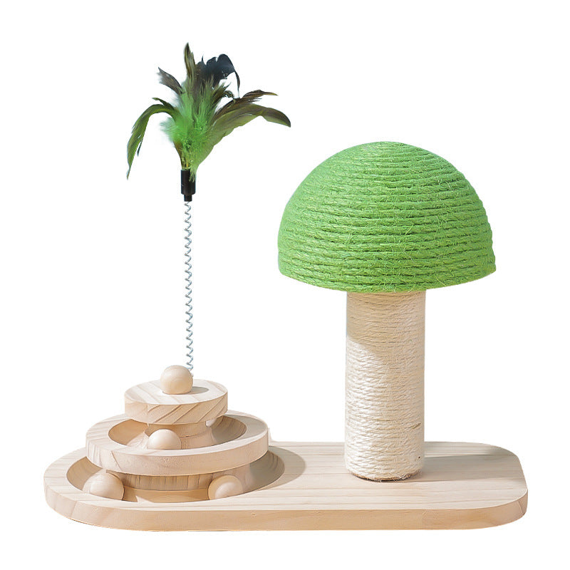 Wooden Cat Scratch Post with Sisal Balls
