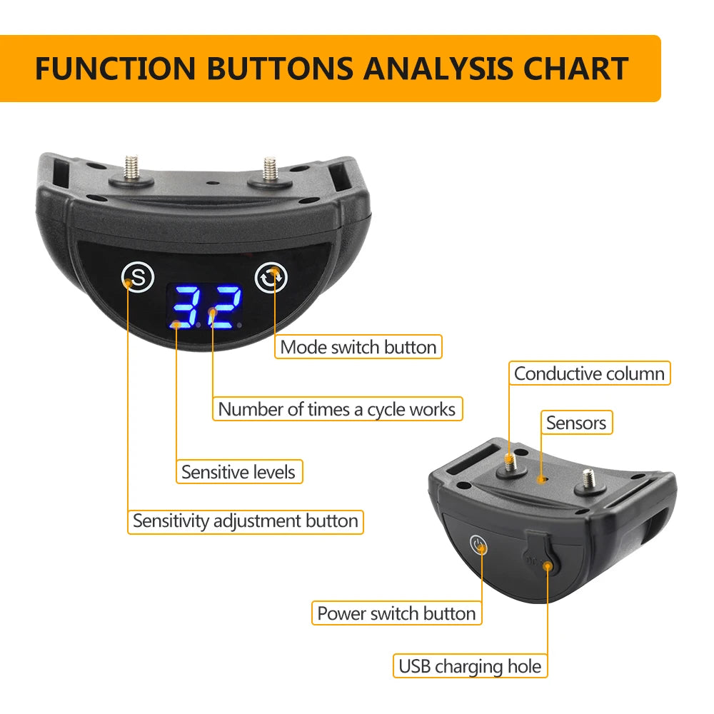 Automatic Bark Control Shock Collar with LED Display