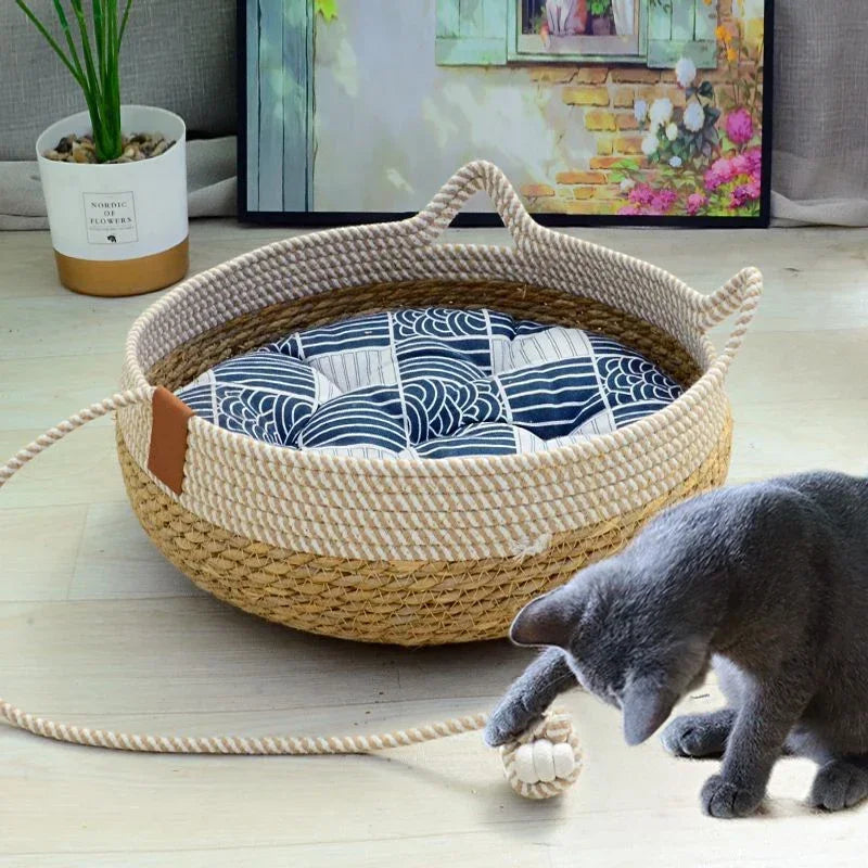 Summer Cat Bed Woven Removable