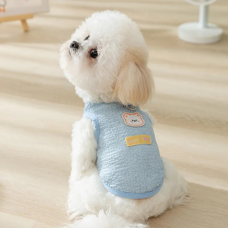Summer Bear Print Dog Vest – Breathable Puppy Shirt