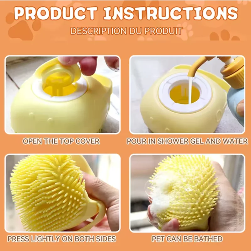 Pet Bath Massage Brush Silicone Grooming Tool