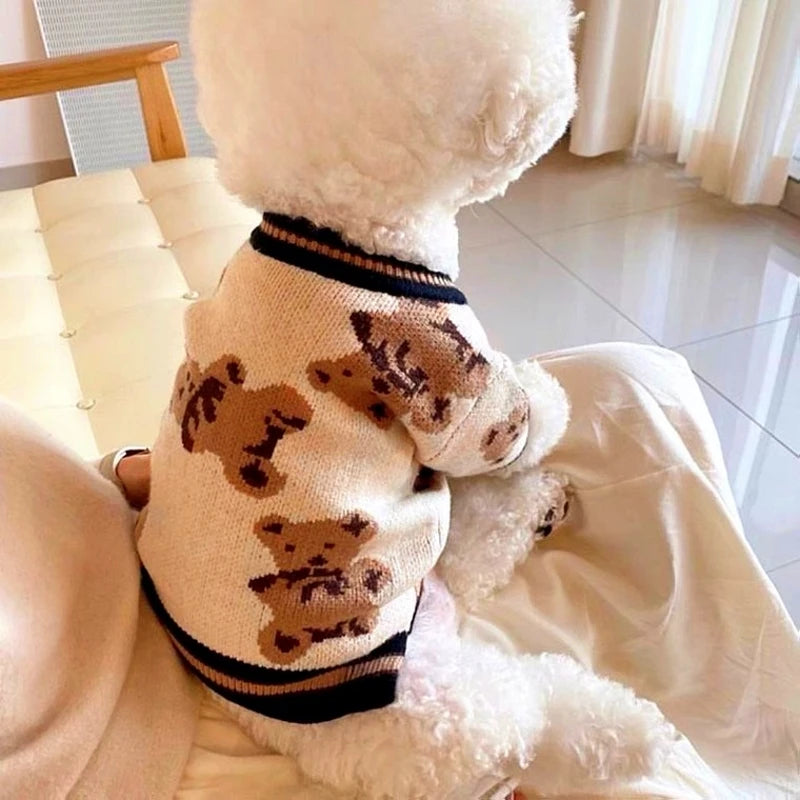 Luxury Striped Dog Sweater Cardigan