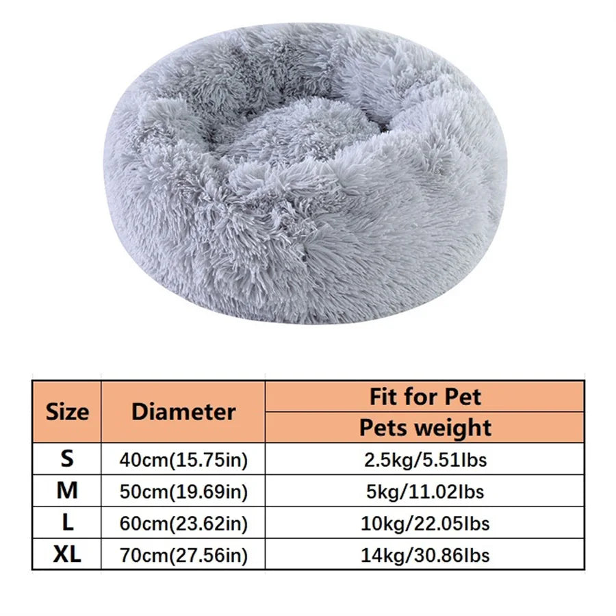 Donut Plush Cat & Dog Bed – Soft Calming Round Pet Bed