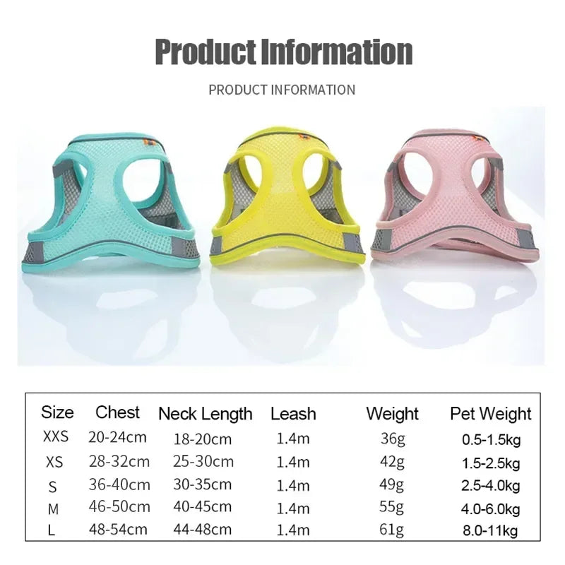 Breathable Dog & Cat Harness Vest with Chest Rope