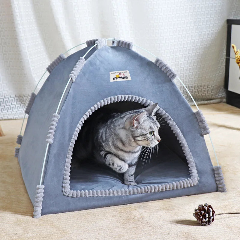 Foldable Cat & Dog House Tent – All Season Pet Bed