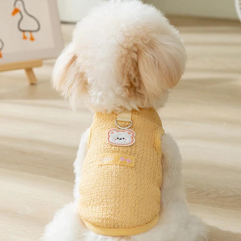 Summer Bear Print Dog Vest – Breathable Puppy Shirt
