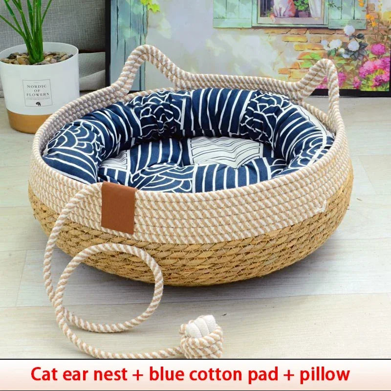 Summer Cat Bed Woven Removable