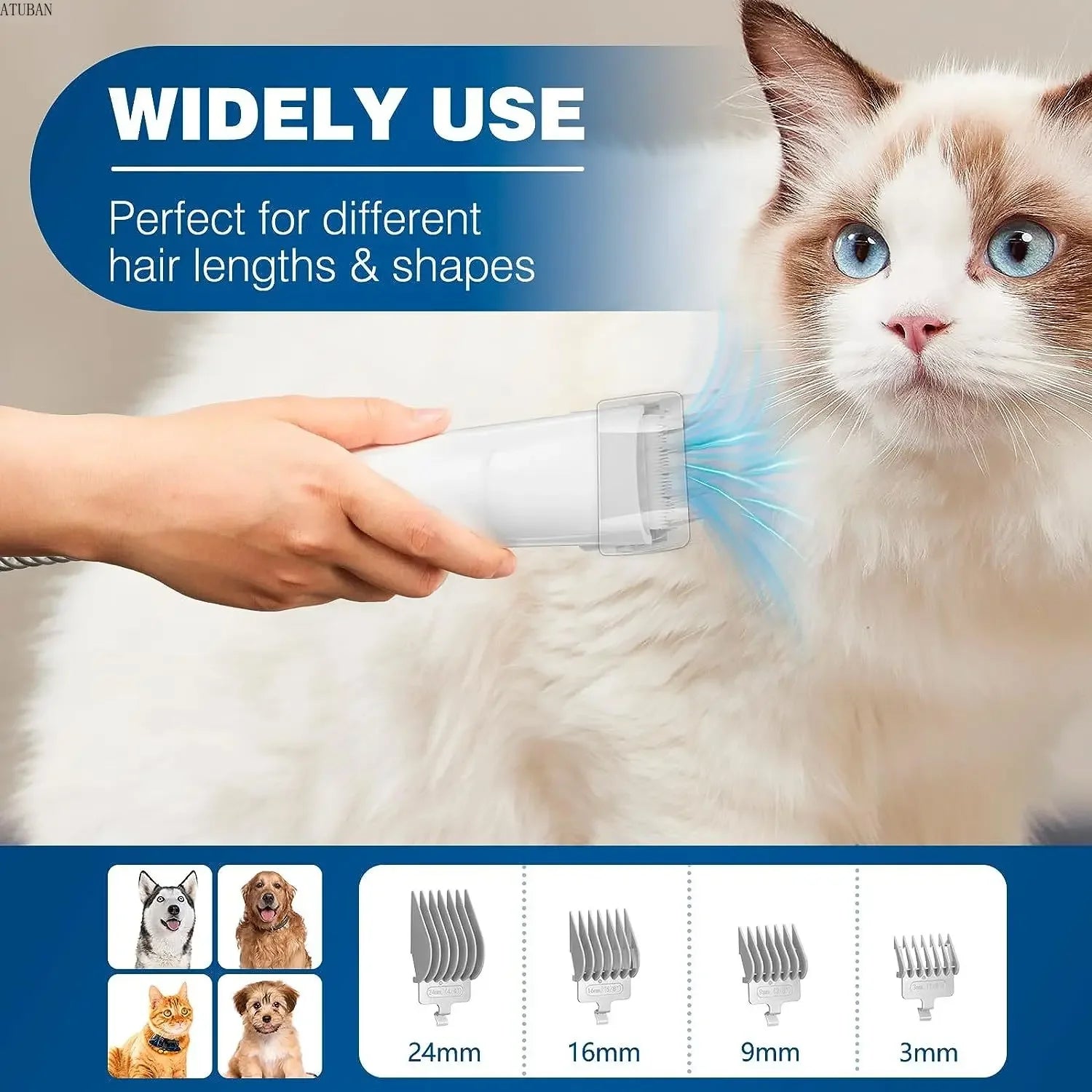 Dog Grooming Vacuum Kit with 2.3L Dust Cup