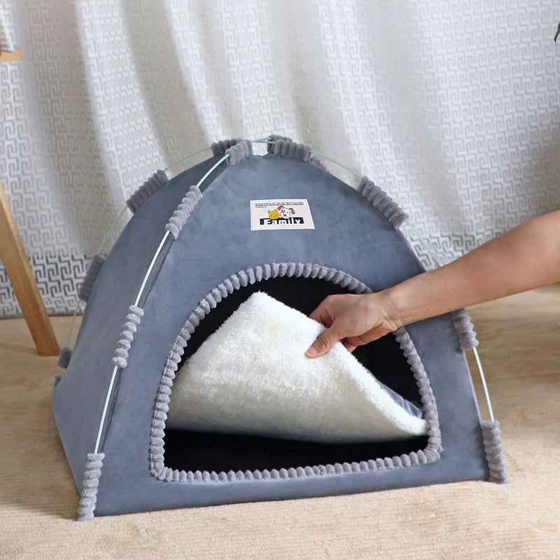 Foldable Cat & Dog House Tent – All Season Pet Bed