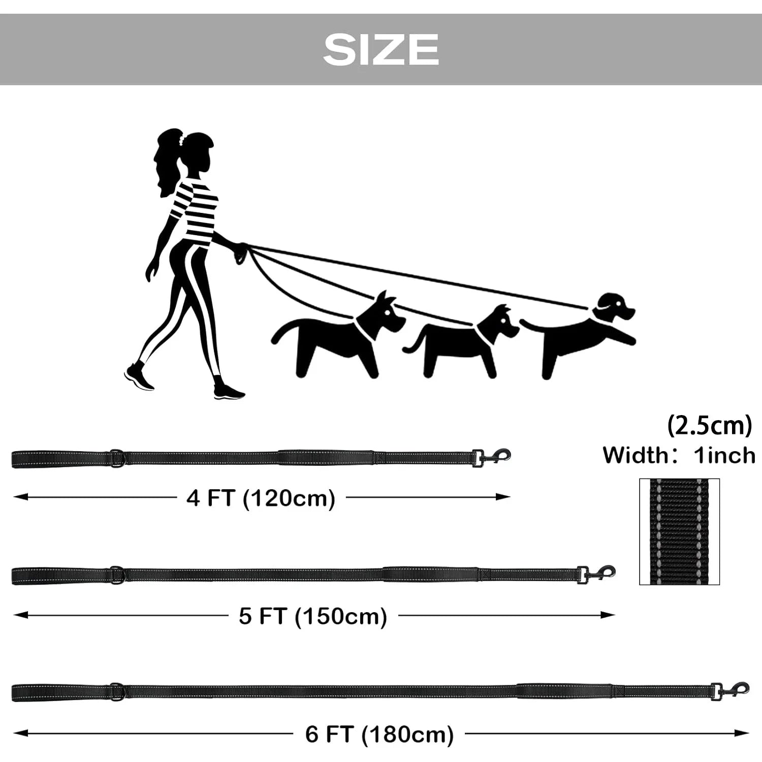 Heavy Duty Double Handle Reflective Dog Leash