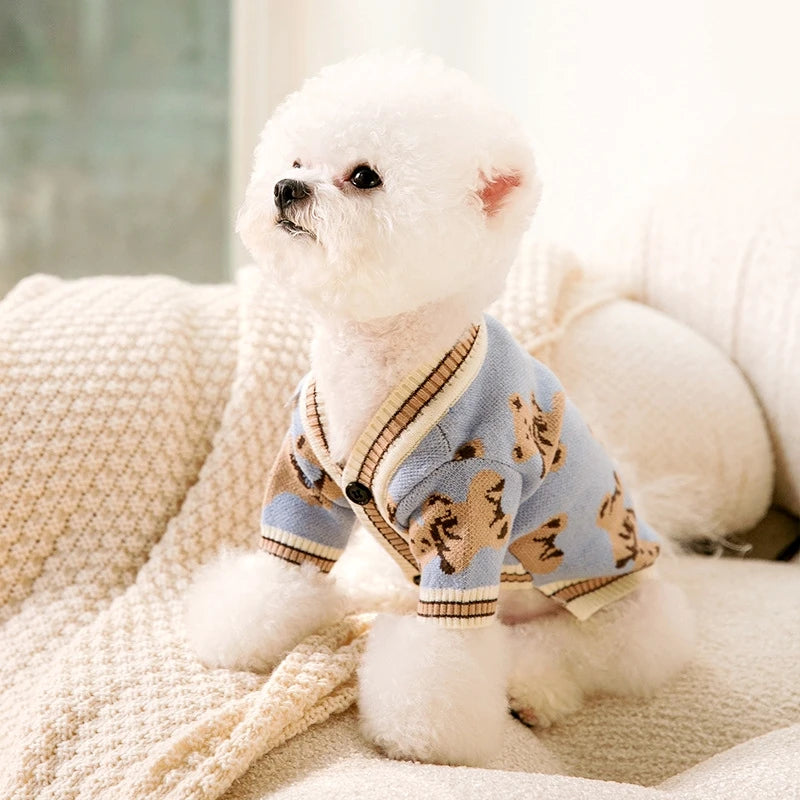 Luxury Striped Dog Sweater Cardigan