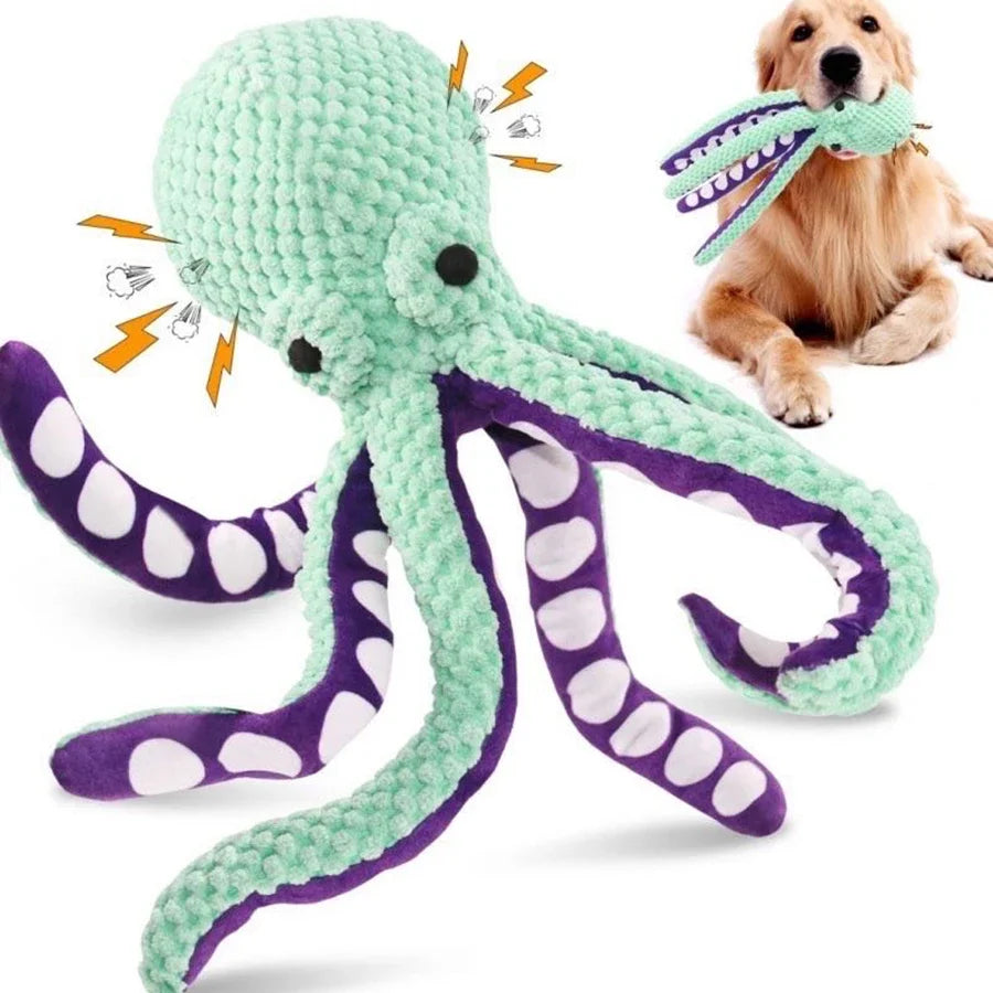 Pet plush octopus toy interactive