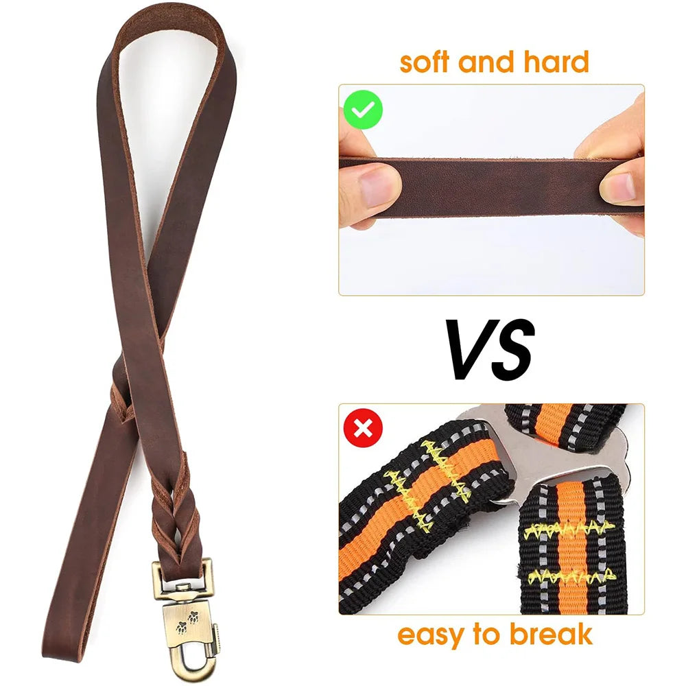 Genuine Leather Heavy Duty Dog Leash