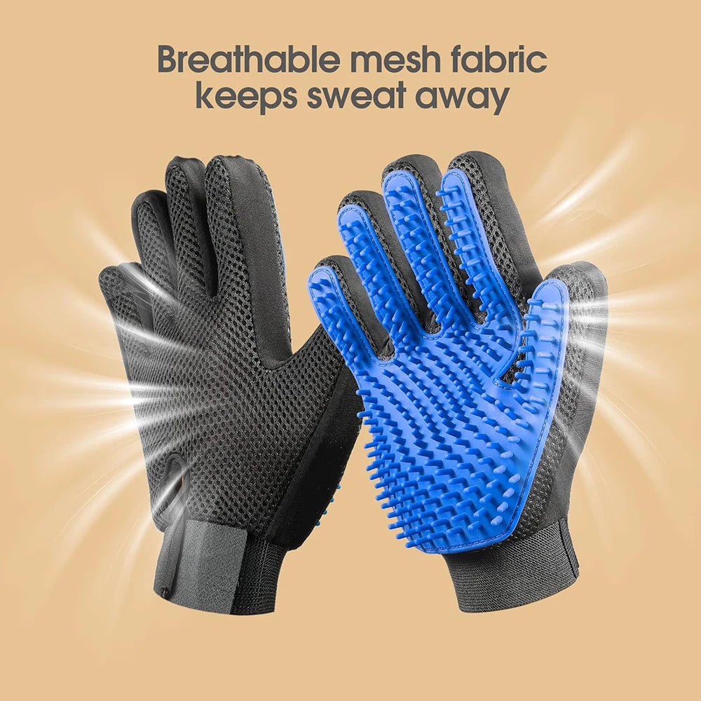 Pet Hair Removal Grooming Gloves for Cats & Dogs