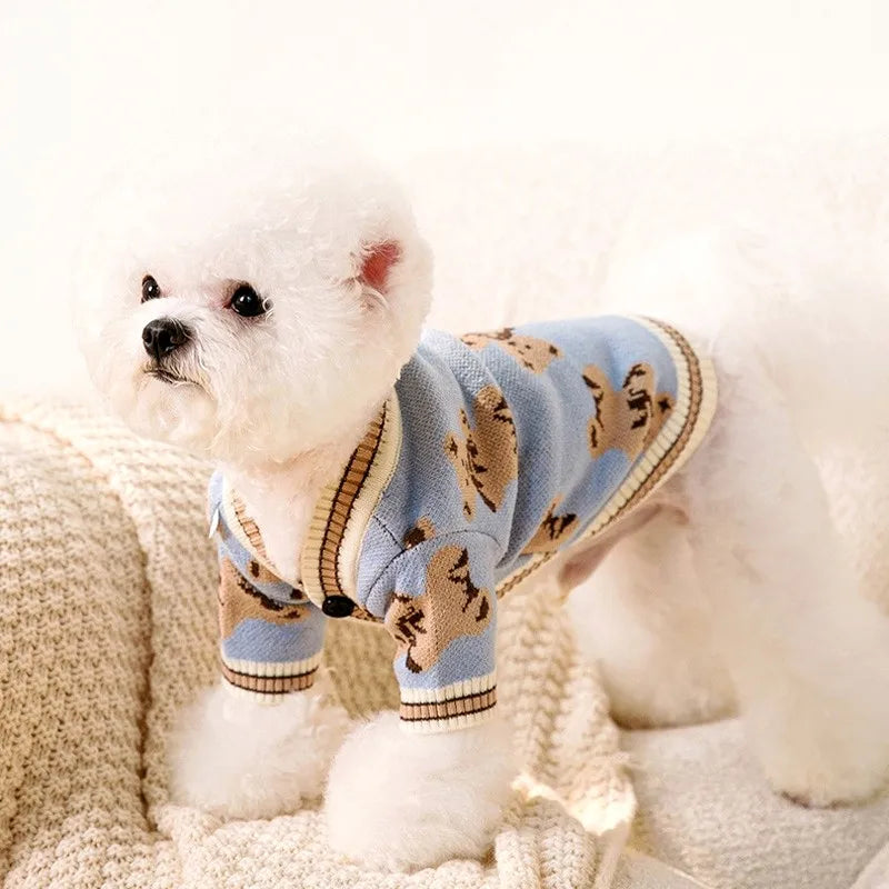 Luxury Striped Dog Sweater Cardigan