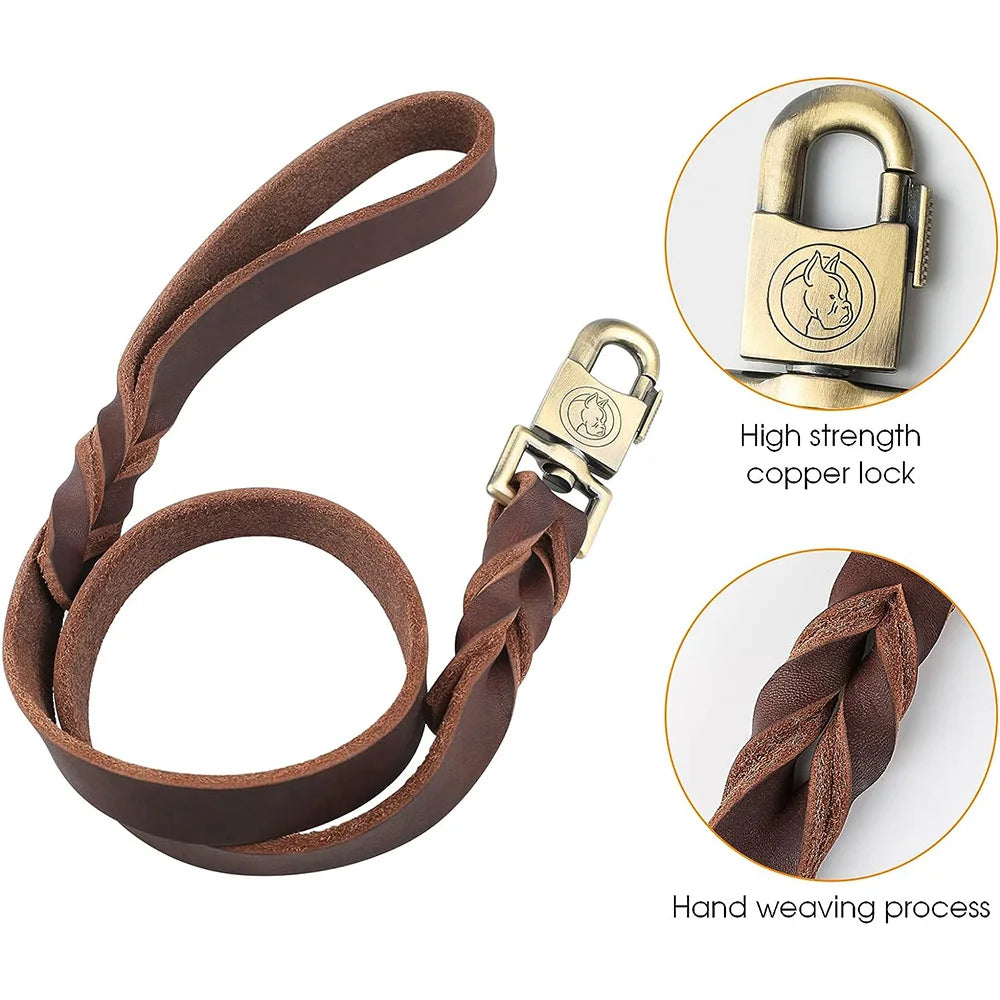 Genuine Leather Heavy Duty Dog Leash