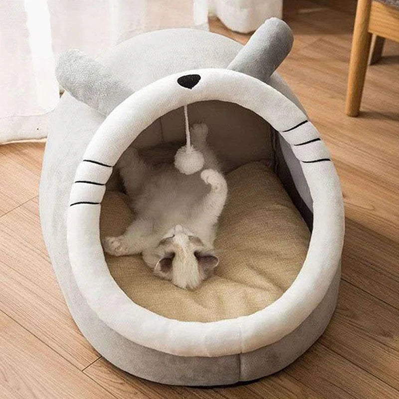 Cartoon Cat Cave Bed – Foldable Washable Pet Sleeping Bag