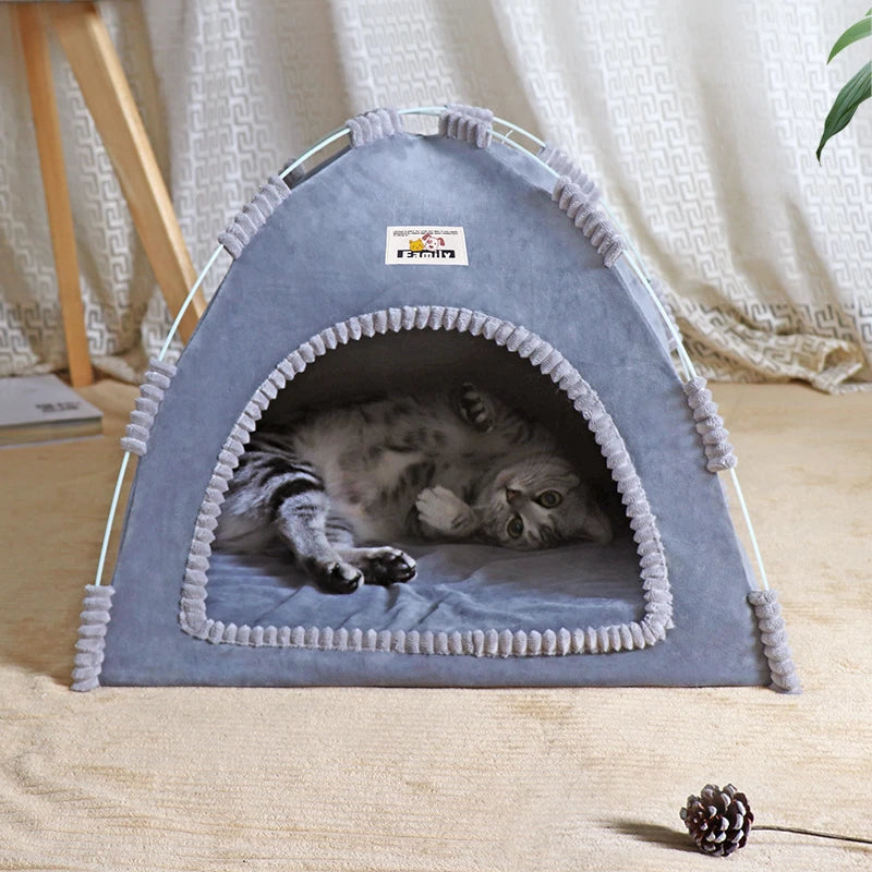 Foldable Cat & Dog House Tent – All Season Pet Bed