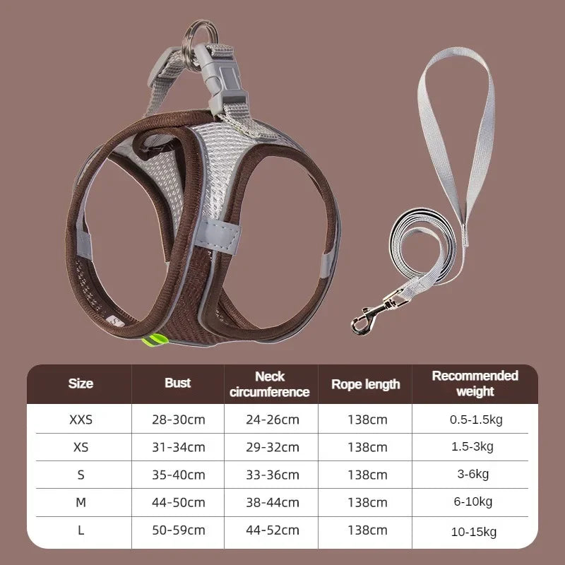 Breathable Dog & Cat Harness Vest with Chest Rope