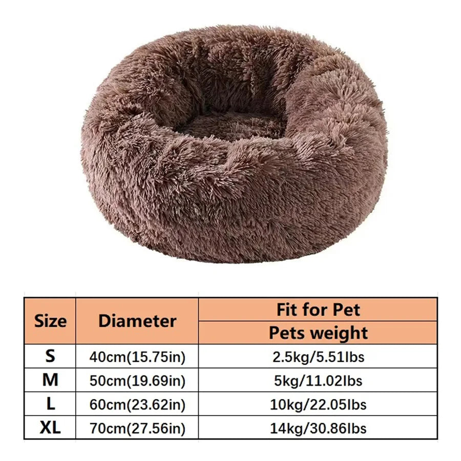 Donut Plush Cat & Dog Bed – Soft Calming Round Pet Bed