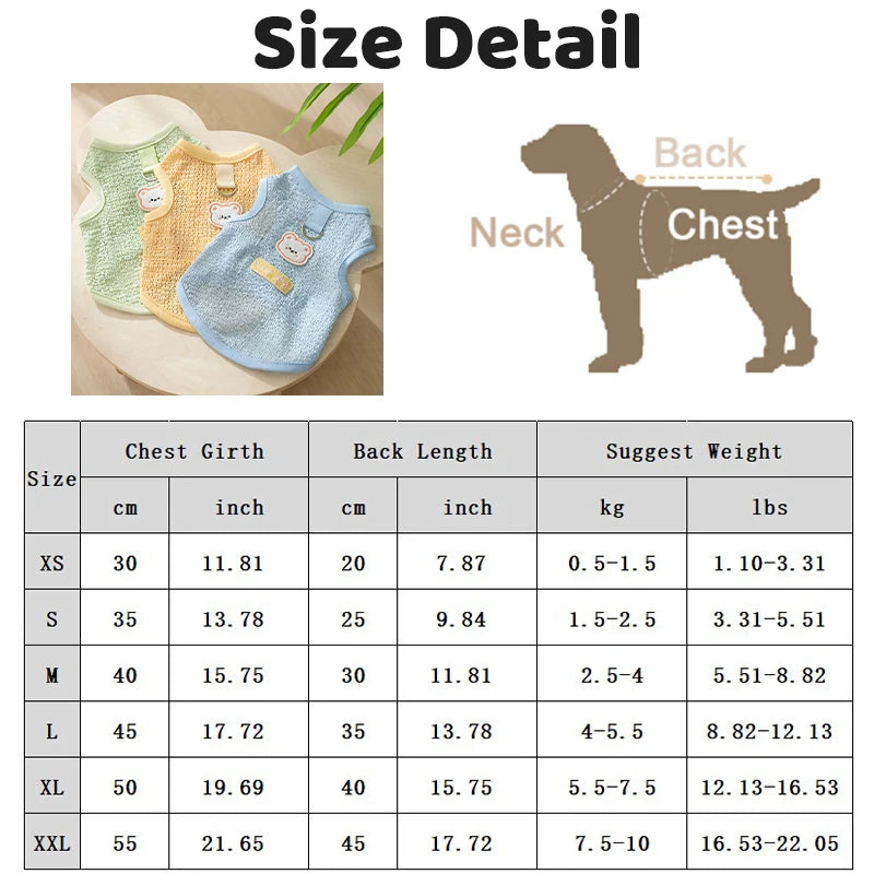 Summer Bear Print Dog Vest – Breathable Puppy Shirt