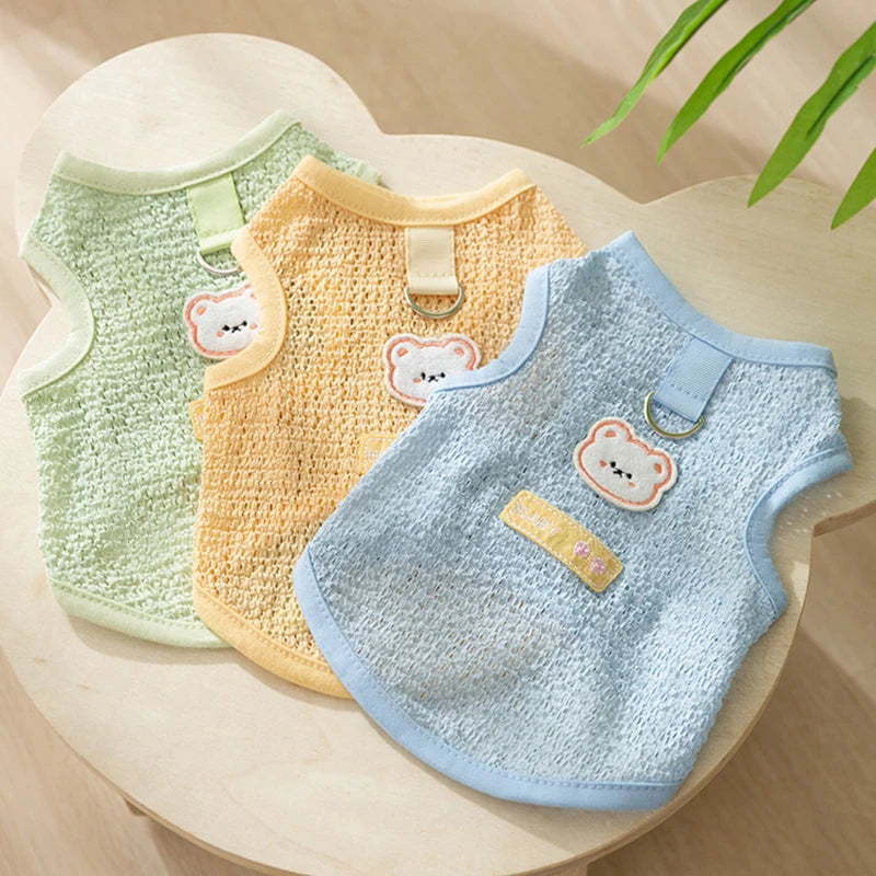 Summer Bear Print Dog Vest – Breathable Puppy Shirt