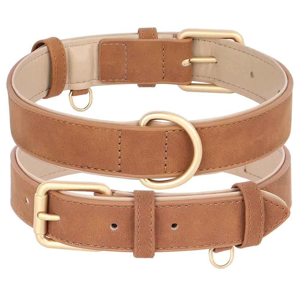 Soft Padded PU Leather Dog Collar & Leash Set