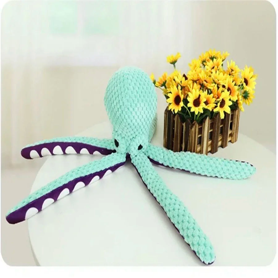 Pet plush octopus toy interactive