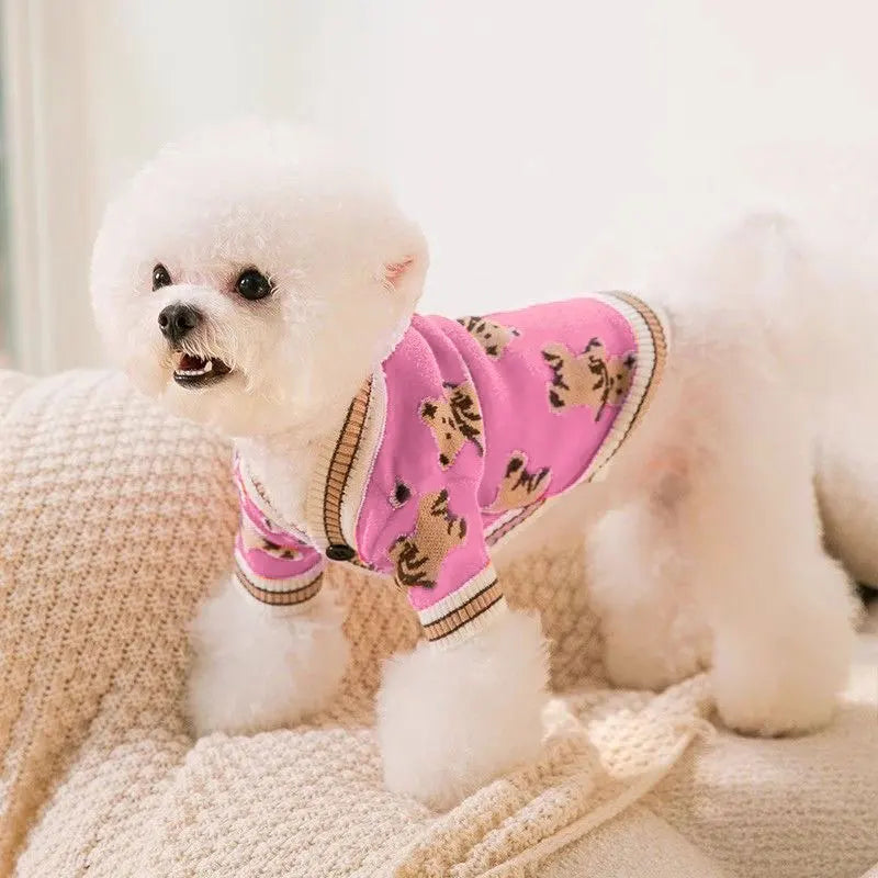 Luxury Striped Dog Sweater Cardigan