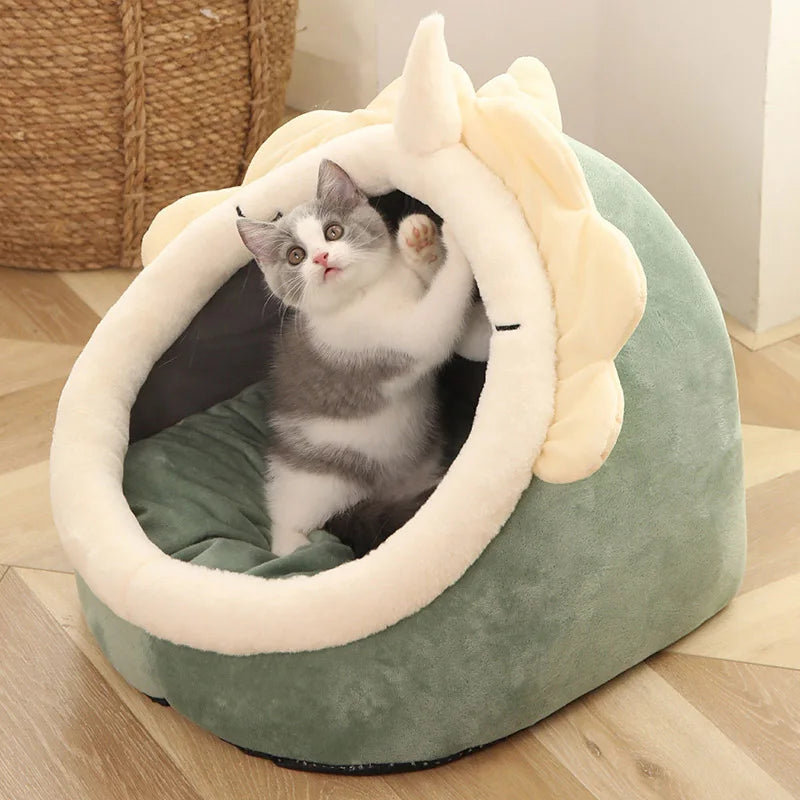 Cartoon Cat Cave Bed – Foldable Washable Pet Sleeping Bag