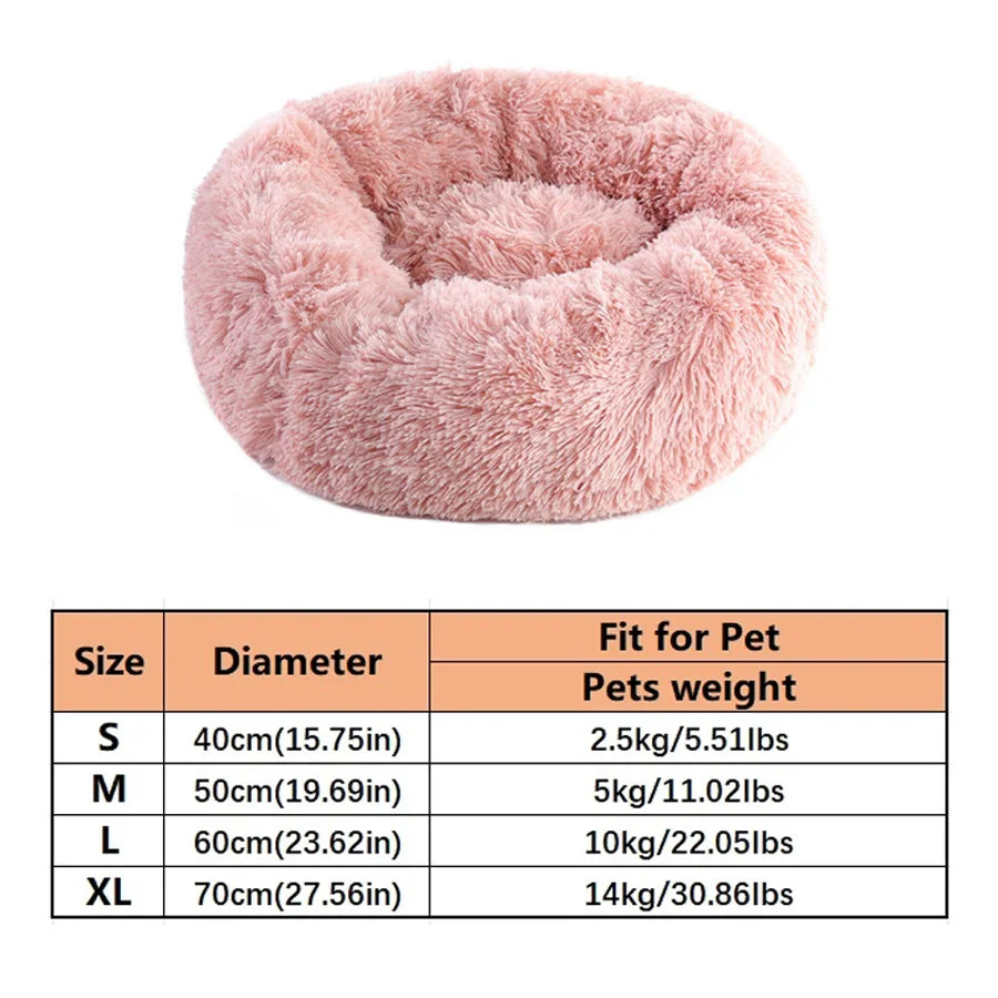 Donut Plush Cat & Dog Bed – Soft Calming Round Pet Bed