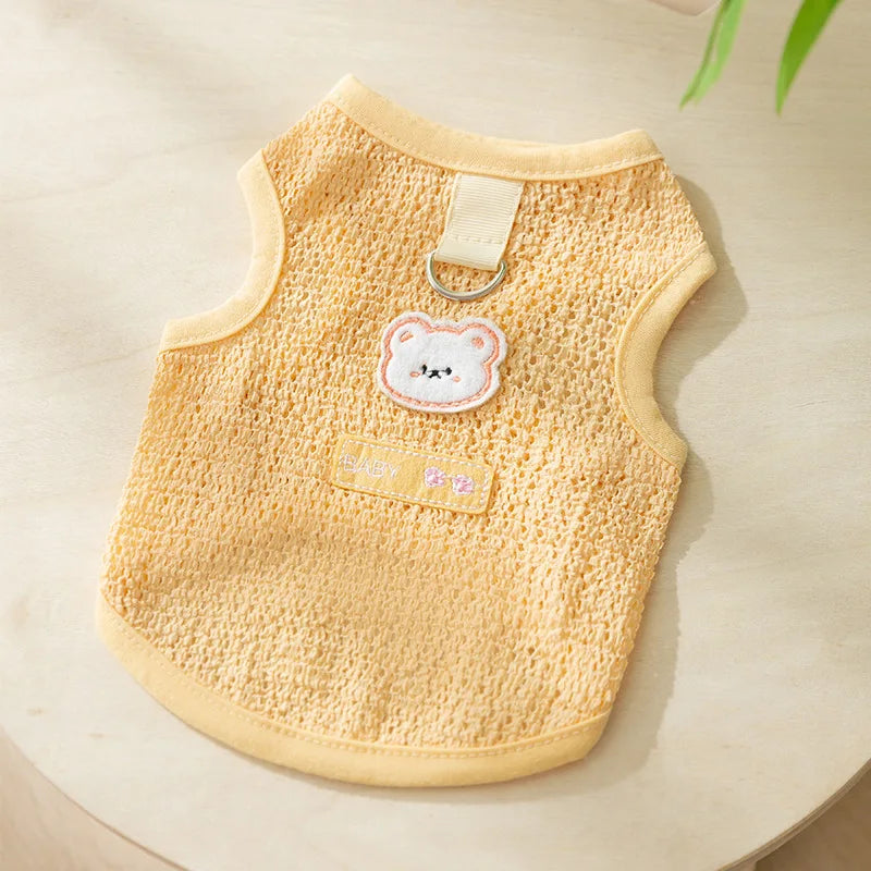 Summer Bear Print Dog Vest – Breathable Puppy Shirt