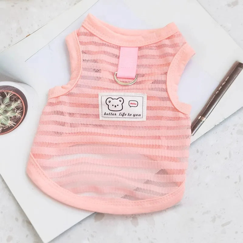 Summer Bear Print Dog Vest – Breathable Puppy Shirt