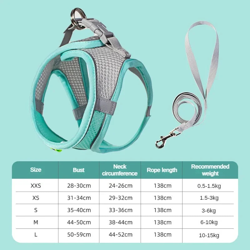 Breathable Dog & Cat Harness Vest with Chest Rope