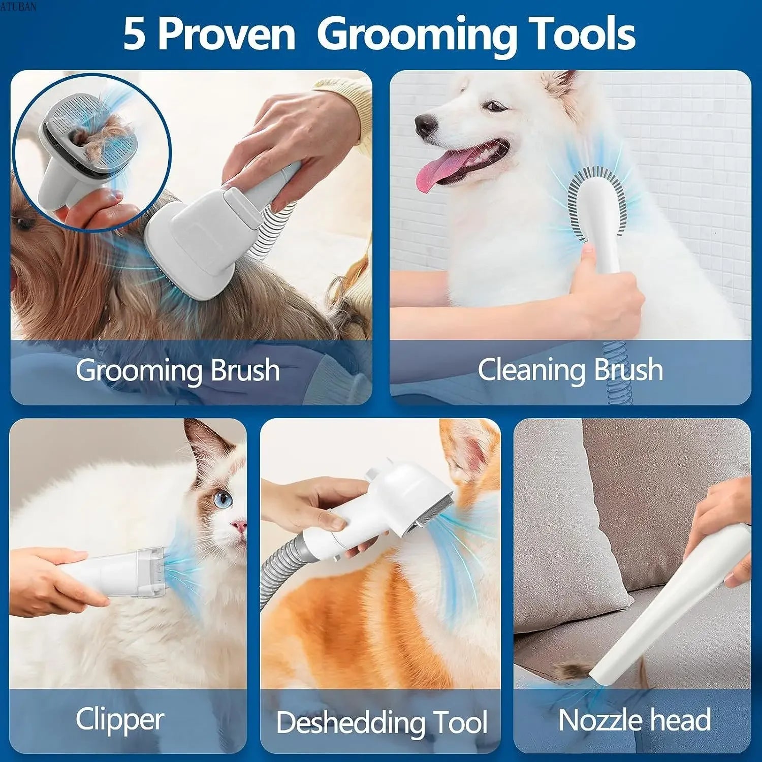 Dog Grooming Vacuum Kit with 2.3L Dust Cup