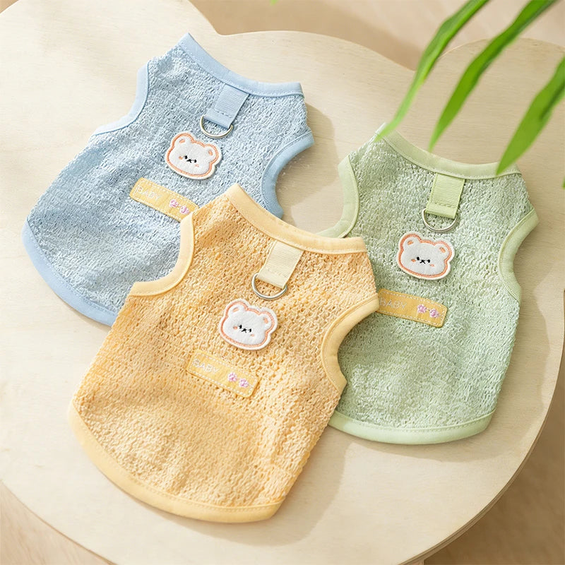 Summer Bear Print Dog Vest – Breathable Puppy Shirt