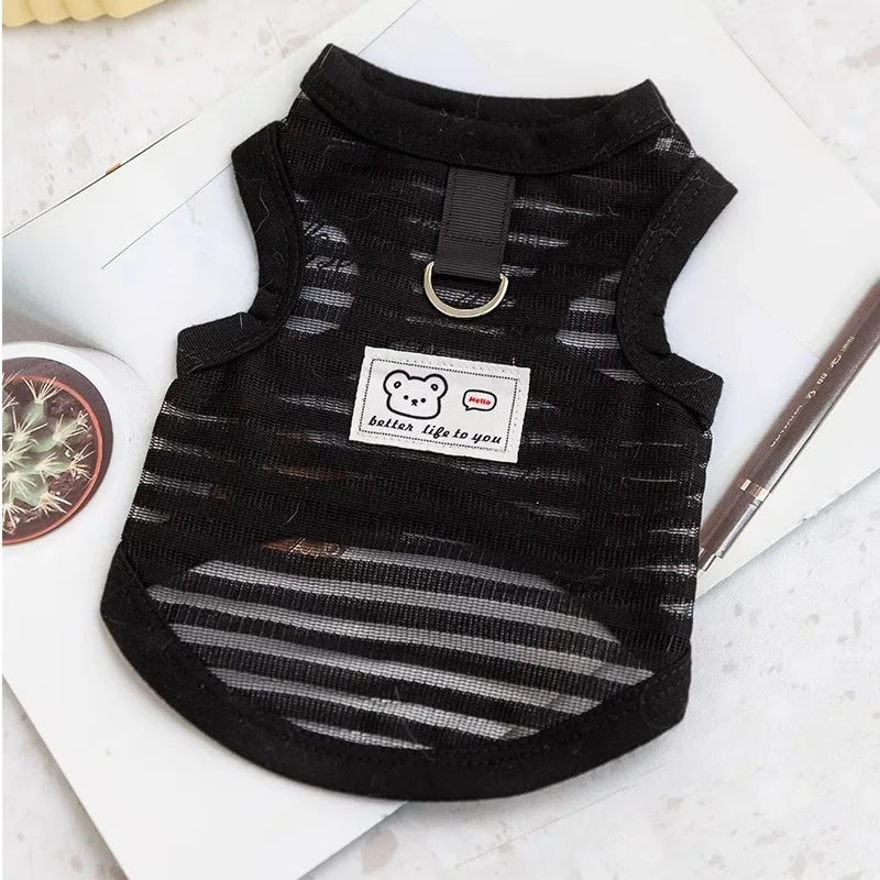 Summer Bear Print Dog Vest – Breathable Puppy Shirt
