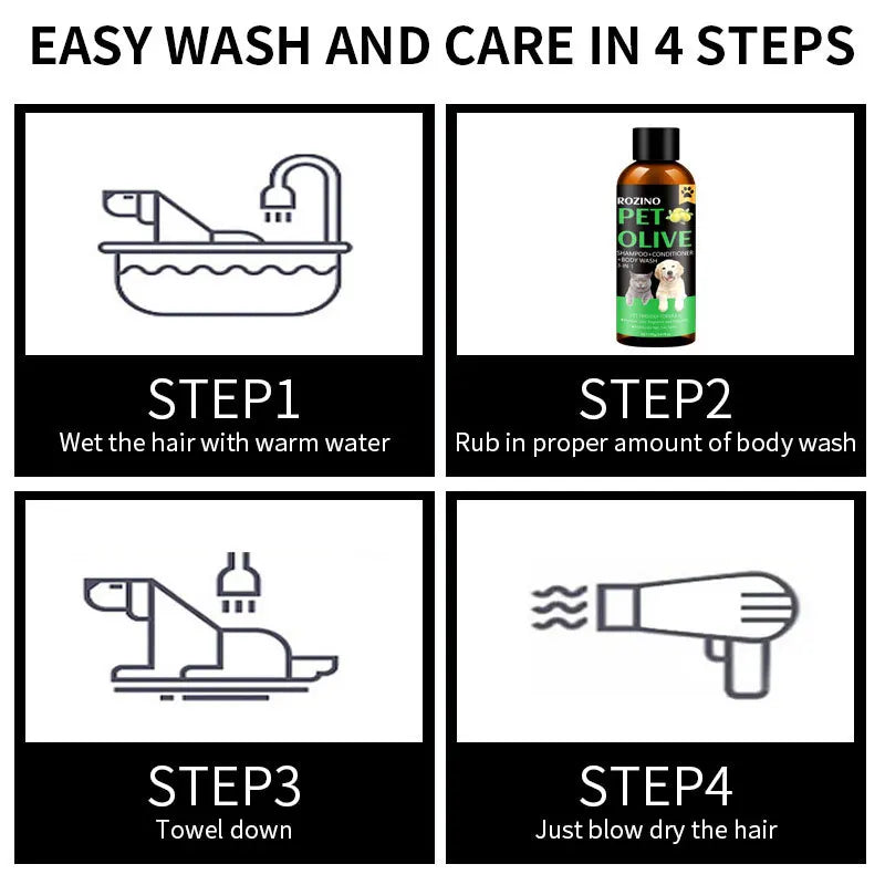 Pet Shampoo & Conditioner Olive-Based for Dogs & Cats