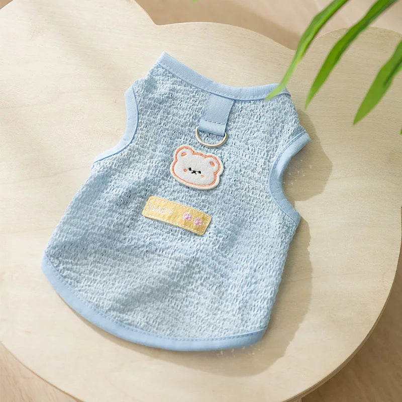 Summer Bear Print Dog Vest – Breathable Puppy Shirt