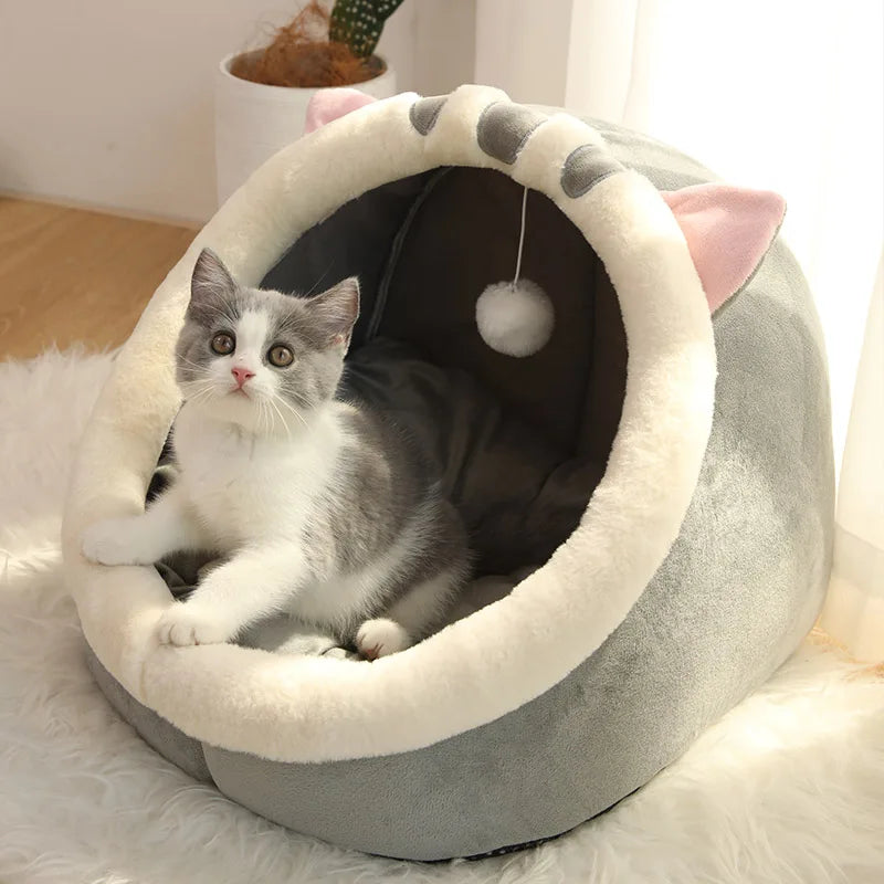 Cartoon Cat Cave Bed – Foldable Washable Pet Sleeping Bag